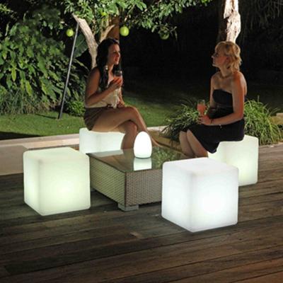 China Garden colorful remote control color block lamp coffee table bar bar shop furniture activity chair outdoor led light up filling stool for sale