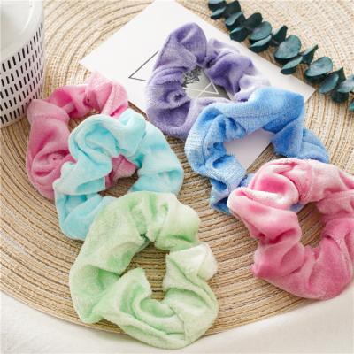 China 12pcs/bag Soft Hair Scrunchies Velvet Hair Scrunchies Elastic Hair Bands Lovers Environmentally Friendly Pink Scrunchy Flips for sale