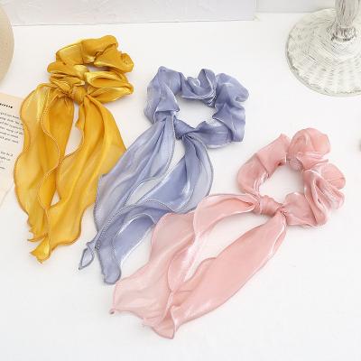 China Japan Women's Scrunchies Hair Scrunchies Environmentally Friendly Elegant Silk Ponytail Holder Elastic Hair Ties With Bow For Wholesale for sale