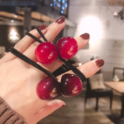 China New Fashion Environmentally Friendly Cherry Hair Rope Cherry Rope Hair Ball Head Rope Ball Hair Ornaments for sale