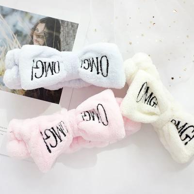 China Material Bow Tie Hair Band Makeup Wash Face Hair Band Rabbit Ear Girl Friendly Material Head Band For Washing for sale