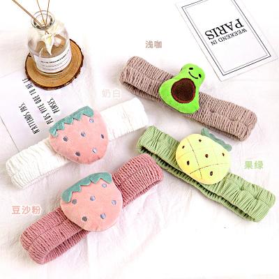 China Cute Design Strawberry Shape Plush Makeup Headband Cotton Material Women Friendly Headband for sale