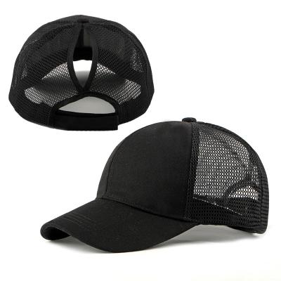 China COMMON Gorras Customized Wholesale Hot Selling Mesh Hat Summer Sun Hat Cotton Ponytail Fashion INS Hat Cotton Baseball Cap for sale