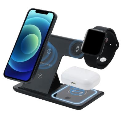 China New Success Qi 15W Wireless Cell Phone Charging Pad 3 in 1 Wireless Charger for Iphone 13 Watch for sale