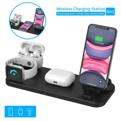 China Multifunctional Wireless Power Charger Desktop Reference 6 in 1 Wireless Charger for Phone Fast Charging Phone Portable Fast Wireless Charger for sale