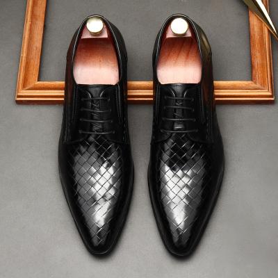 China Wholesale Deodorization Casual Light Mouth Leather Shoes Embossed British Mens Shoes Fashion Lace Up Cowhide Work Shoes for sale