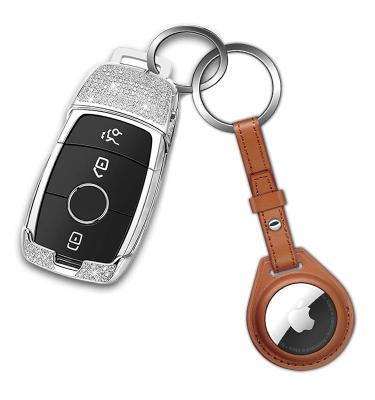 China Hot Selling Amazon Anti-fall PU Airtag Protected Cover Airtag Shockproof Keychain for sale