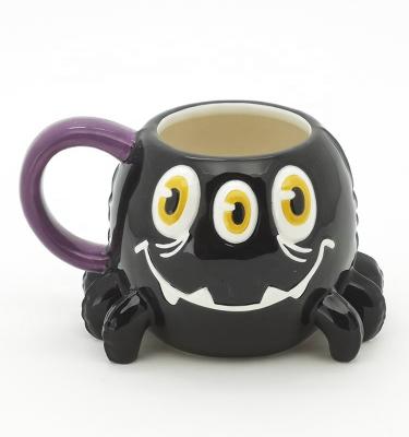 China Earthenware Animal Ceramic Mugs Halloween Designed With 3D Handpaint for sale