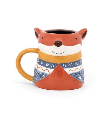 China Wholesale 3D Animal orange squirrel shaped Ceramic Milk Mugs Porcelain Christmas Gift with Handpainting for sale