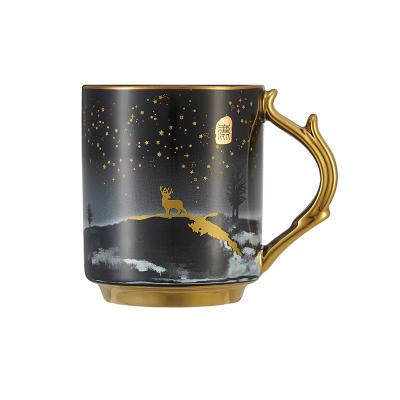 China Klaar om te verzenden In voorraad Antler Cups Mugs Gold met logo Sublimatie Mug Leverancier Keramische fabriek Supply Zwarte koffie muggen Persoonlijkheid Food Safet Te koop