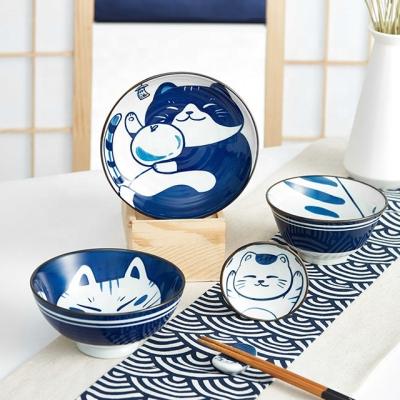 China Ready To Ship In Stock Cat Ceramic Plate Tableware Flat Plate Dinner Plate Ceramic Pottery Dinnerware Sets for sale