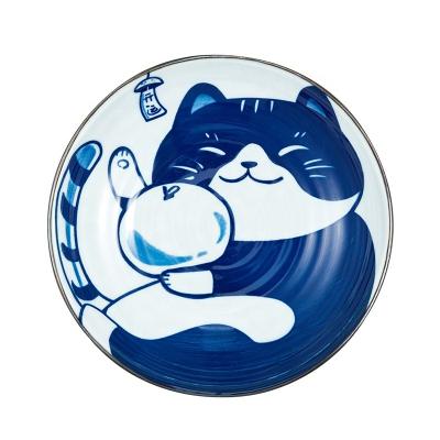 中国 最高のブルーセラミック石器 食器セット ギフト 猫 プレート ボウル 精巧なプレゼント 販売のため