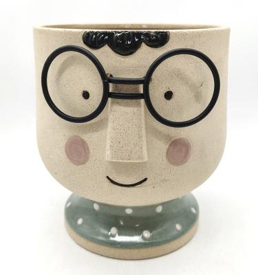 China Unique Boy Shaped Flower Succulent Pot 3D Ceramic Lovely Instagram for sale