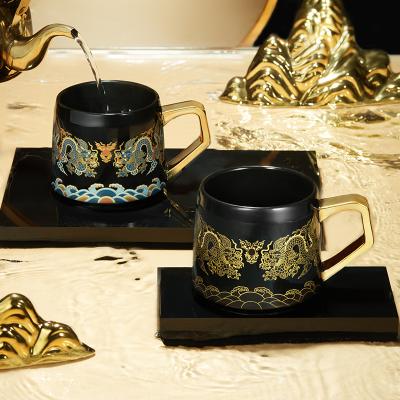 China Color Changing Ceramic Coffee Mug with Gold Handle for sale