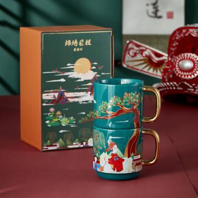 China Stylish Stacking Stoneware Ceramic Coffee Mugs With Eco Friendly Handicraft for sale