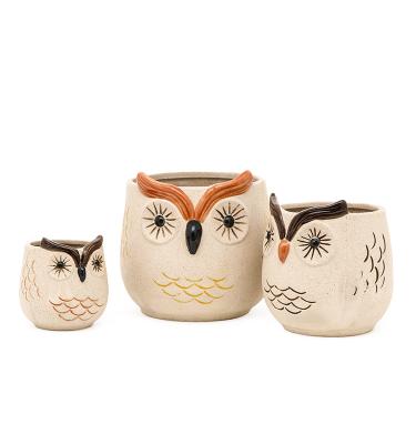 China Wholesale Hot Sale Lovely Instagram 3D Unique Owl Flower Succulent Pot In Pottery Clay Ceramic for sale