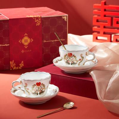 China Ready To Ship In Stock 2Pieces Ceramic Cup And Saucer Set Dinnerware Ceramic Coffee Mugs for sale