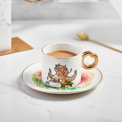 China Ready To Ship In Stock Dinnerware Type Coffee Tea Sets Ceramic Cup And Plate Set With Oven Advantage Custom Printed Mugs for sale