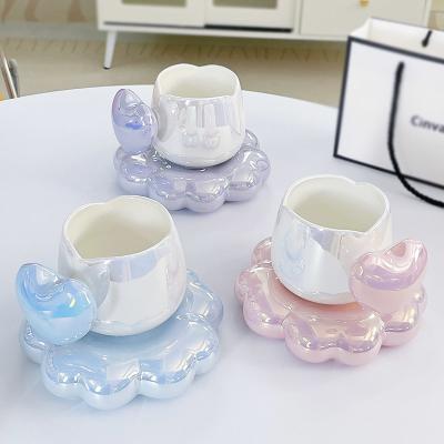 China Tea Ceramic Cup And Saucer Set With Microwave Safe Personalized Coffee Mugs Ceramic Coffee Mug Set for sale