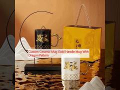 Custom Ceramic Mug Gold Handle Mug With Dragon Pattern