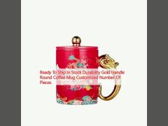 Ready To Ship In Stock Durability Gold Handle Round Coffee Mug Customized Number Of Pieces