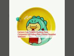 Cartoon Cute Ceramic Duckling Plate Companion Gift Eating Plate Children Breakfast Tableware