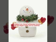 Creative Cute Animal Earthenware Ceramic Salt And Pepper Shaker Set For Christmas