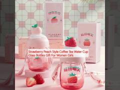 Strawberry Peach Style Coffee Tea Water Cup Glass Bottles Gift For Women Girls