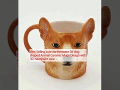 Best Selling cute earthenware 3d dog shaped Animal Ceramic Mugs Design with 3D handpaint zara