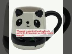 Wholesale customized handmade cute animal 3d drinking cups tea coffee ceramic mug gift