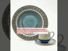 Italian Plates Sets Dinnerware Ceramic Serving Plates Handpainted Personalized Dinner Plates Ceramic