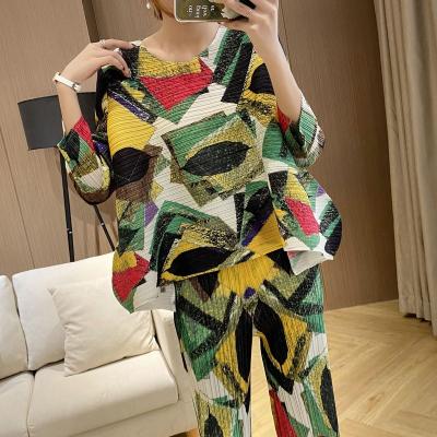 China Wholesale High Quality QUICK DRY Custom Pants Set Women Pleated Two Piece Set Women Suits 2 Piece Pants Set Women for sale