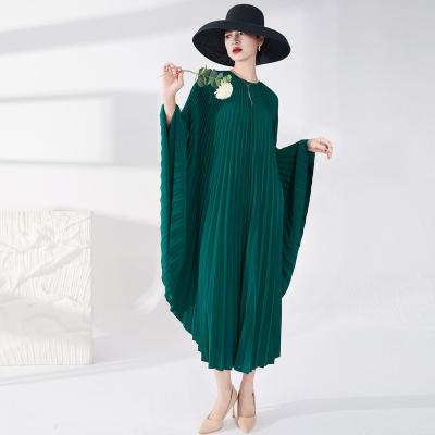 China Anti-Static Custom Women Pleated Casual Dresses Night Length 2023 Irregular Loose Solid Plus Size News Dress Medium Size For Woman for sale