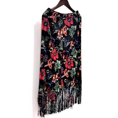 China Breathable High Quality Wholesale Custom Ladies Fashion Elegant Skirt Casual Style Tassel Pleated Long Skirts For Women for sale