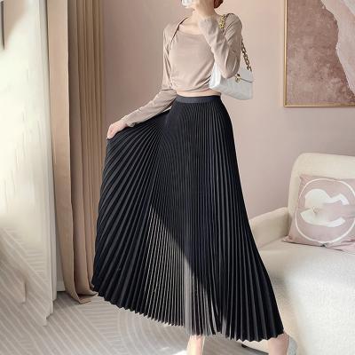 China Summer Ladies Breathable Women Skirts 2023 Fashion Skirts For Women Vintage Casual Women Pleated Long Skirts for sale