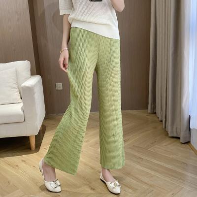 China New Fashion Summer QUICK DRY Pleated Casual Straight Wide Leg Pants Women Pants Women Trousers for sale