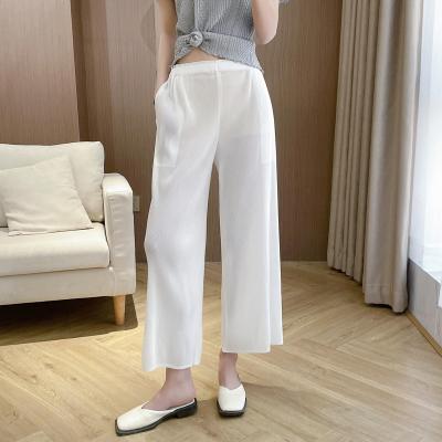 China Hot Sale 2023 Summer Wide Leg Women's White Pants QUICK DRY Pants For Women Pleated New Casual Loose Straight Leg Pants for sale