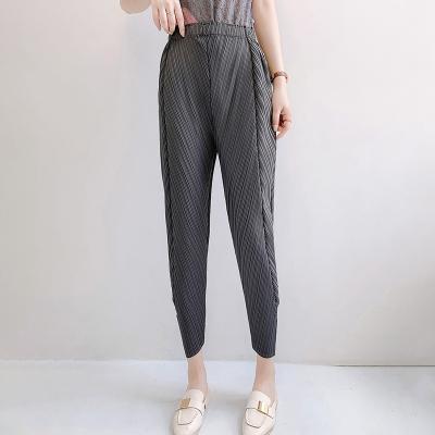 China Fashion QUICK DRY Women's Pants and Trousers Street Pleated Pencil Pants High Waist Casual Women's Summer Trousers for sale