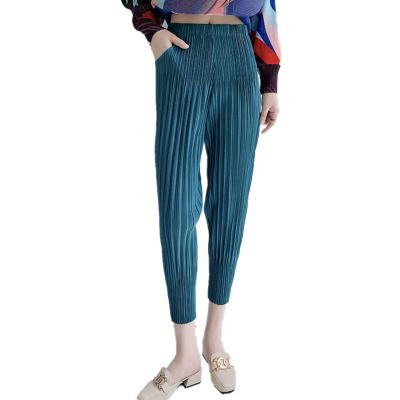 China Fashion QUICK DRY Women Pants Street Pleated Solid Pencil Pants Summer Workout Pants 2023 High Waist Casual Ladies For Women for sale