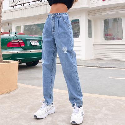 China Best Selling QUICK DRY Light Blue Women's High Waist Jeans Women's Loose Jeans For Women for sale