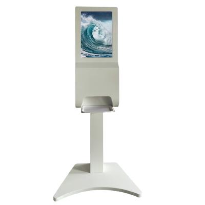 China Advertising Free Standing Digital Signage 21.5 Inch With Automatic Hand Sanitizer Dispenser for sale