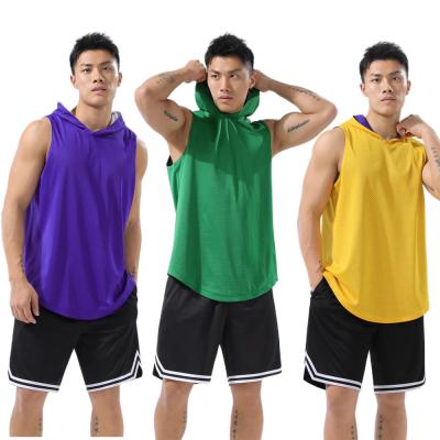 China Breathable Reversible Mens Tank Tops Hoodies Basketball Tank Tops Mesh Gym Fitness Shirts For Men for sale