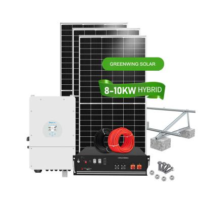 China Long Lifespan Greenwing 5kw 6kw 7kw on grid off grid solar energy kit 5 kw 6 kw 7 kw hybrid solar inverter system for sale