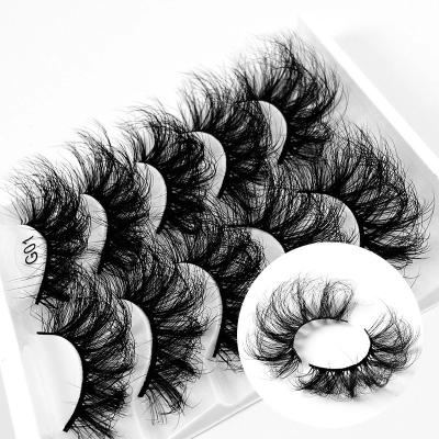 China Can Be Soft Recycled False Eyelashes 5Pairs 5D Mink Hair Natural Long 26mm Multiple Times Indindual Tapered Fluffy Eye Lashes Make Up False Lashes Eyelash Extension for sale