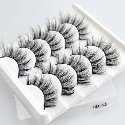 China Natural Long 5 Pairs Lashes 3D Mink Hair Soft Wispy Fluffy Indindual Eyelash Extension False Natural Makeup Faux Lashes Long False for sale