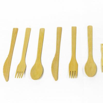 China Easily Cleaned 100% Disposable Bamboo Cutlery Spoon Fork With Logo for sale