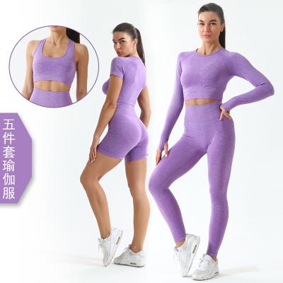 China 10 Pieces Breathable High Quality Five Colors Compression Active Top Women Yoga Seamless Set Shirt for sale