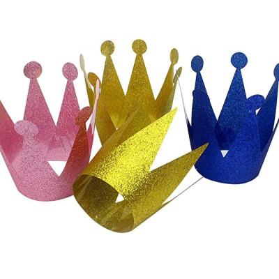 China Crown Laurel Party Hats, Blue Pink Gold Birthday Party Paper Character Birthday Party Hat for sale