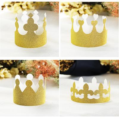 China Character Gold Crown Party Hat Prince Princess Birthday Glitter Decorations With Elastic Rope For Kids/Adult for sale