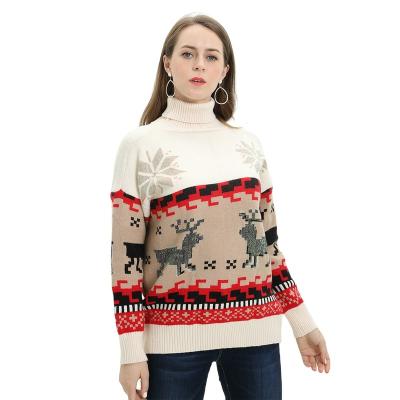 China Qinjiao waterproof women knitted Christmas sweater ladies wool knit pullover sweater winter autumn gorgeous loose sweaters for sale